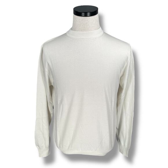 Raffi Linea Uomo Sweater Men’s Small Ivory Long Sleeve Lightweight Pullover New - Picture 1 of 12